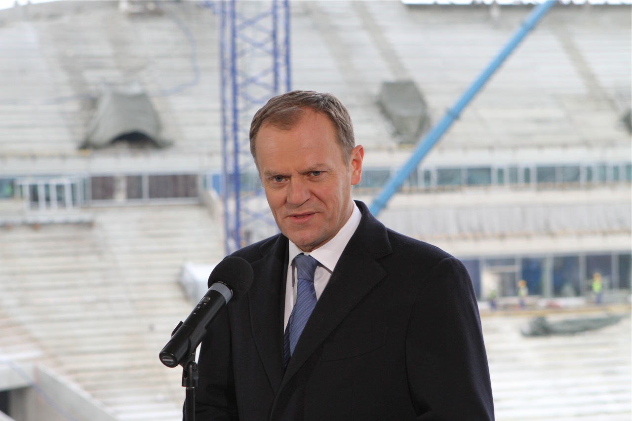 Donald Tusk na stadionie w Gdańsku